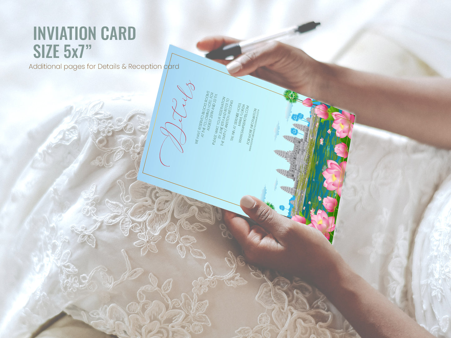 Cute Asian, Khmer, Lao, Thai Wedding invitation, E-Invite template #sewc220802