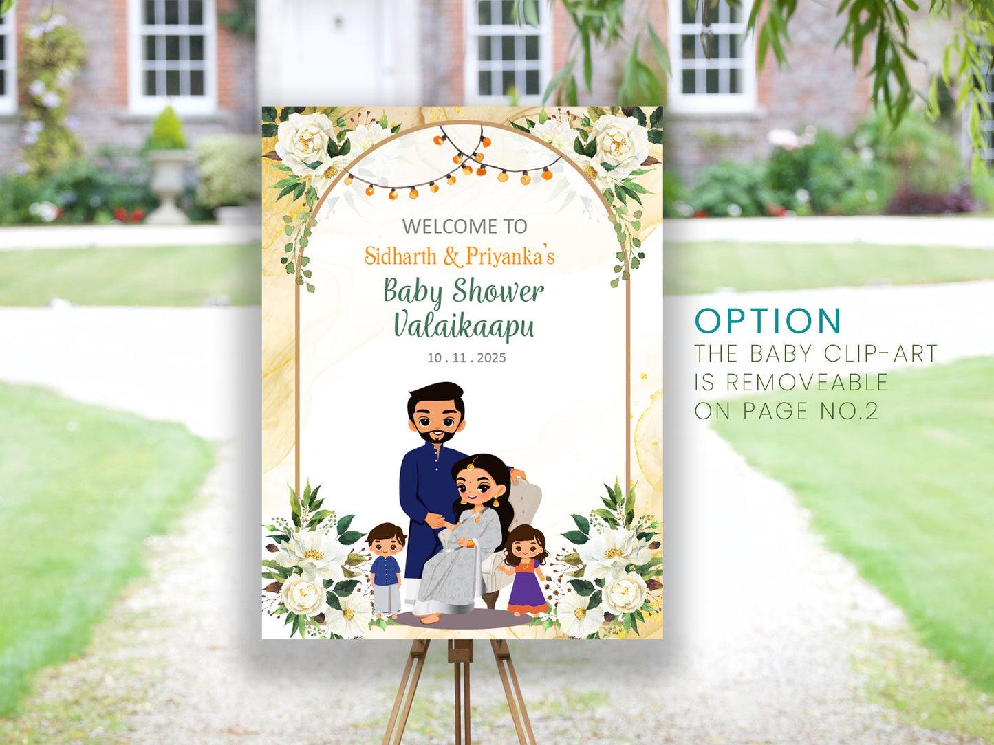 Cute Baby Shower sign, Valaikaapu, Seemantham, Customize Template #wcsl230707