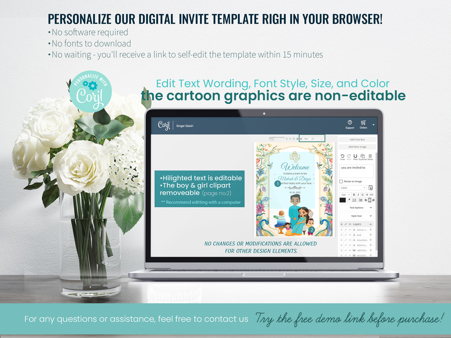 Cute Baby Shower sign, Valaikaapu, Seemantham, Customize Template #wcsl2201201