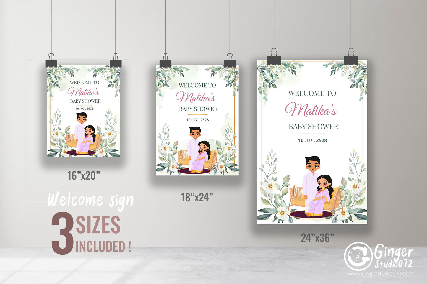 Cute Baby Shower sign, Valaikaapu, Seemantham, Customize Template #wcsl2306022