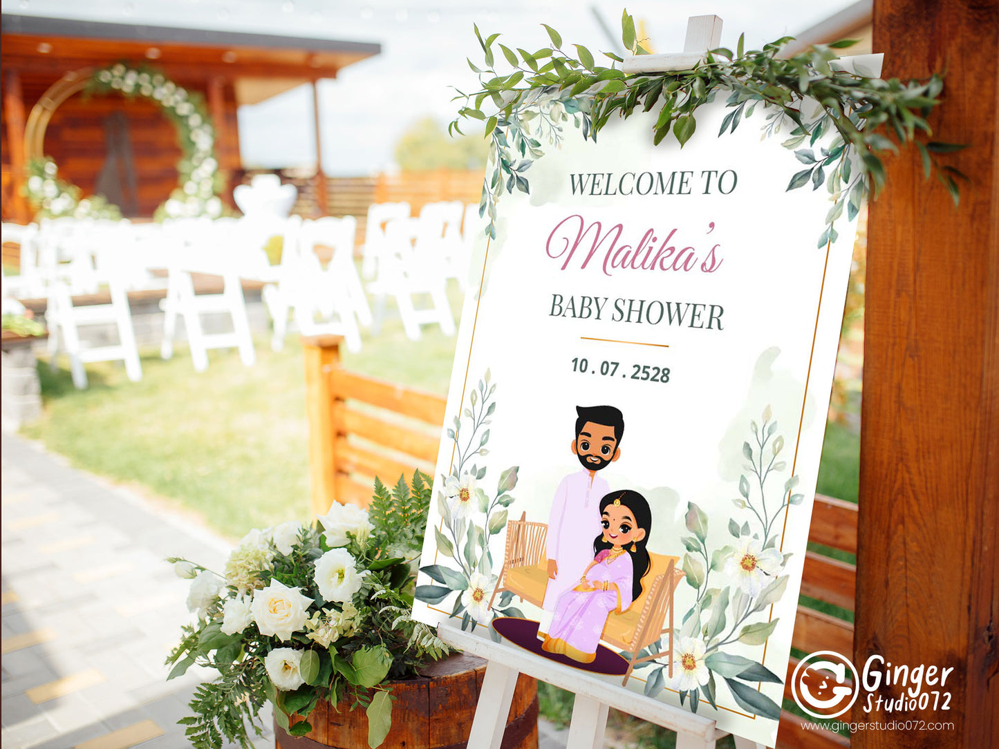 Cute Baby Shower sign, Valaikaapu, Seemantham, Customize Template #wcsl2306022