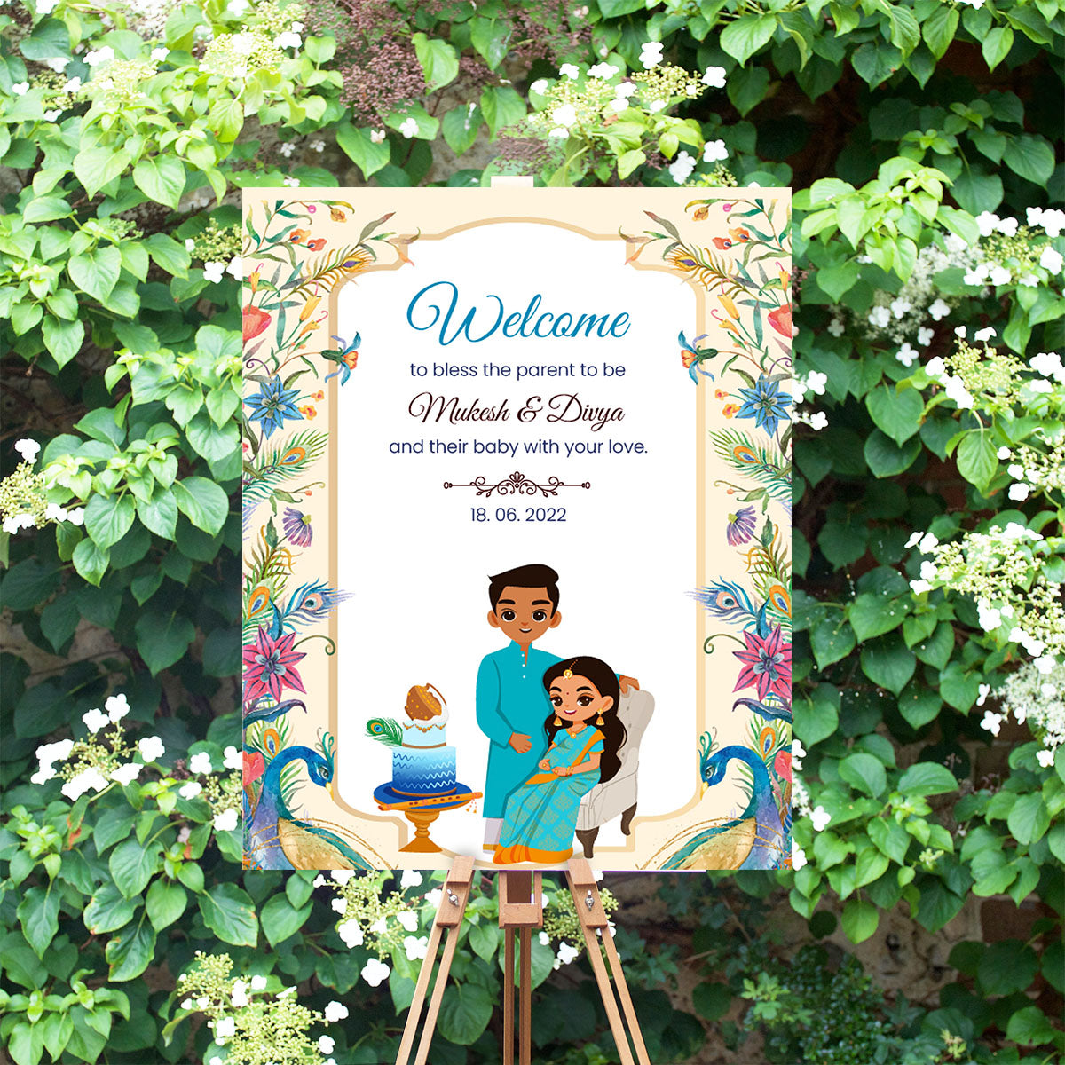 Cute Baby Shower sign, Valaikaapu, Seemantham, Customize Template #wcsl2201201