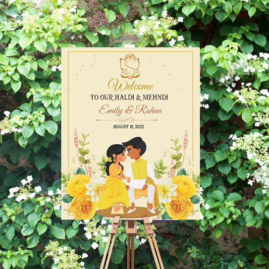Cute Indian sign: Haldi/Mehndi/Sangeet, reception template #wcsl220402