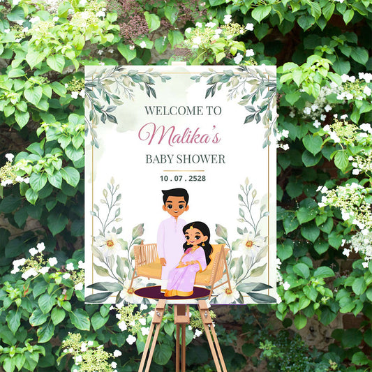 Cute Baby Shower sign, Valaikaapu, Seemantham, Customize Template #wcsl2306022