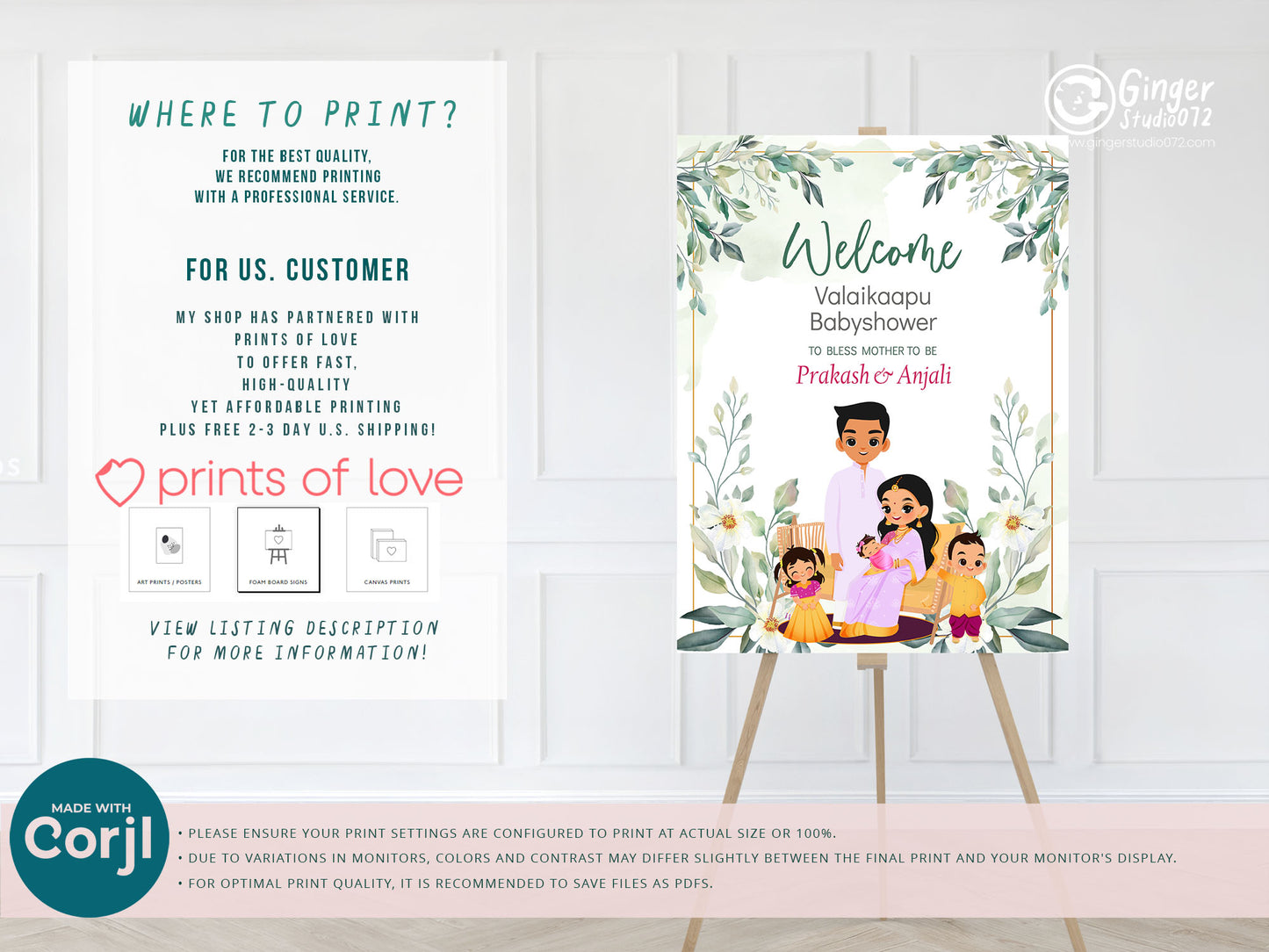 Cute Baby Shower sign, Valaikaapu, Seemantham, Customize Template #wcsl2306022
