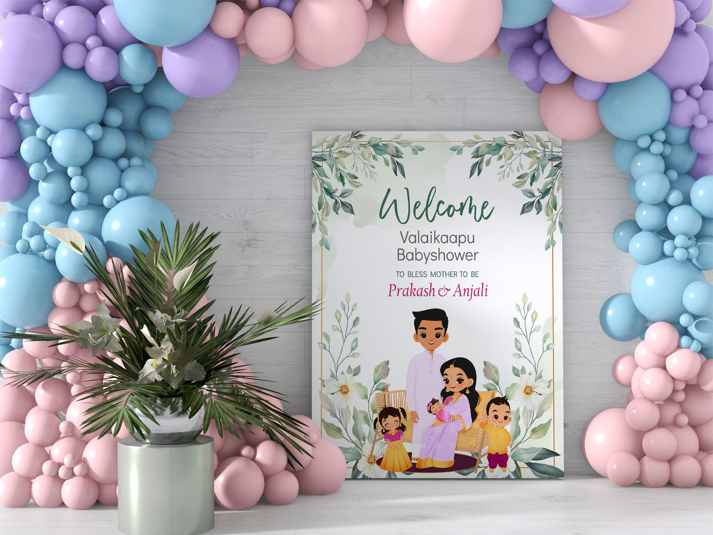 Cute Baby Shower sign, Valaikaapu, Seemantham, Customize Template #wcsl2306022